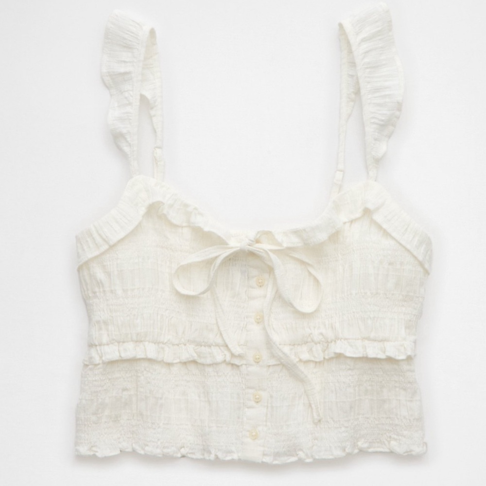 American Eagle Smocked Ruffle Tank Top